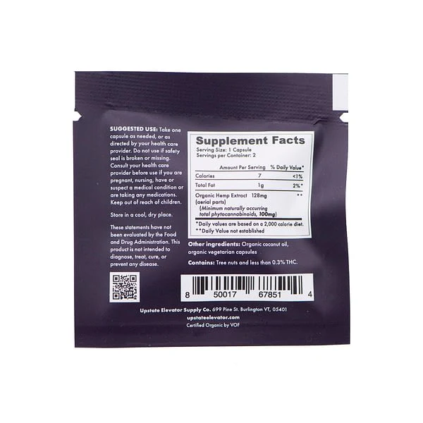 Upstate Elevator Supply Co. - Organic Full Spectrum Raw CBDA+CBD Capsules 100mg - 2 ct - Image 2