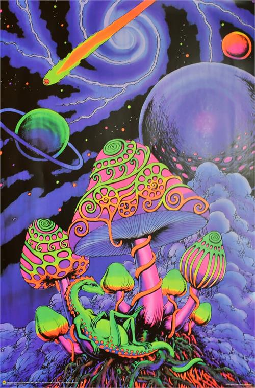 Cosmic Mushroom Non Flocked Blacklight Poster