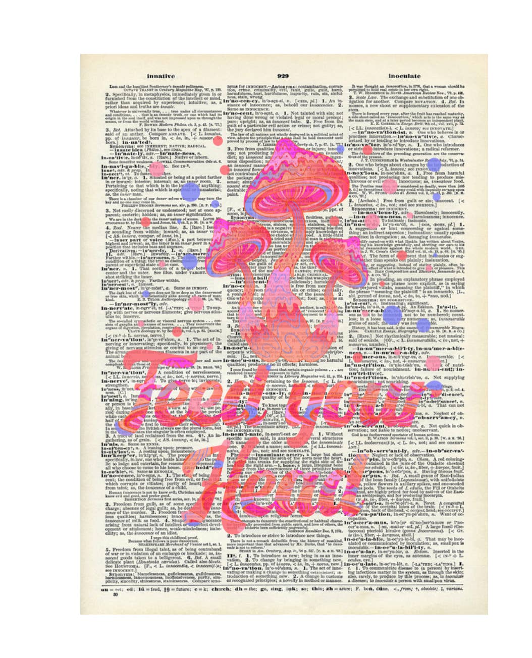 Crazilyhumbledesigns - Mushroom, flower, trippy, Vintage Dictionary