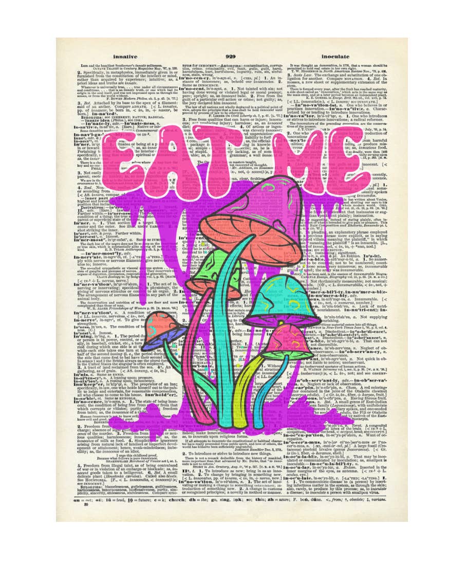 Crazilyhumbledesigns - Mushroom, trippy, Vintage Dictionary Print