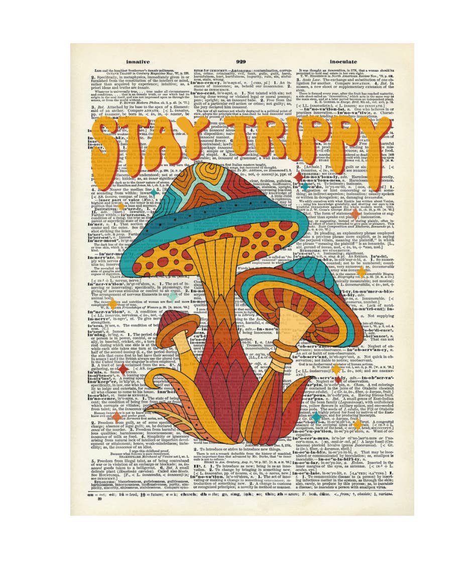 Crazilyhumbledesigns - Mushroom, trippy, Vintage Dictionary Print