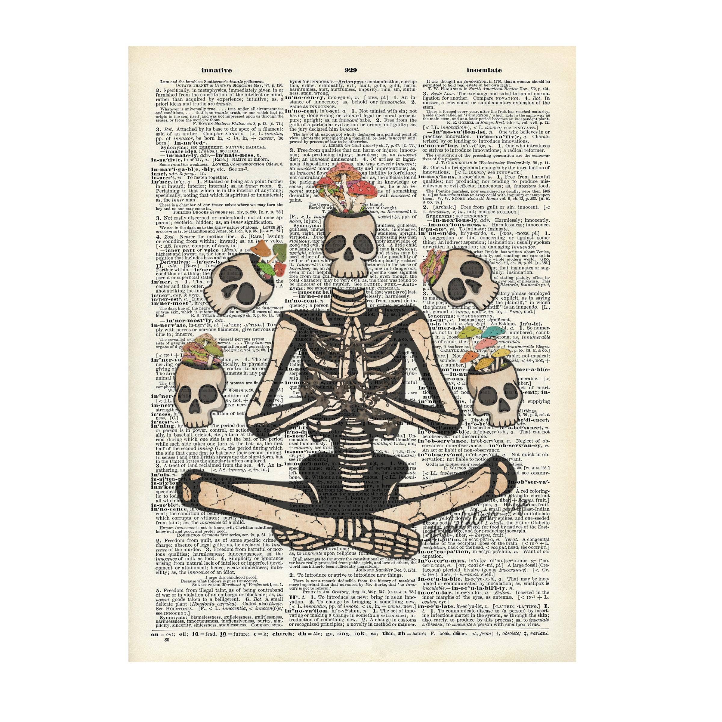 Crazilyhumbledesigns - Skeleton, 420 , art , Vintage, Dictionary Prints