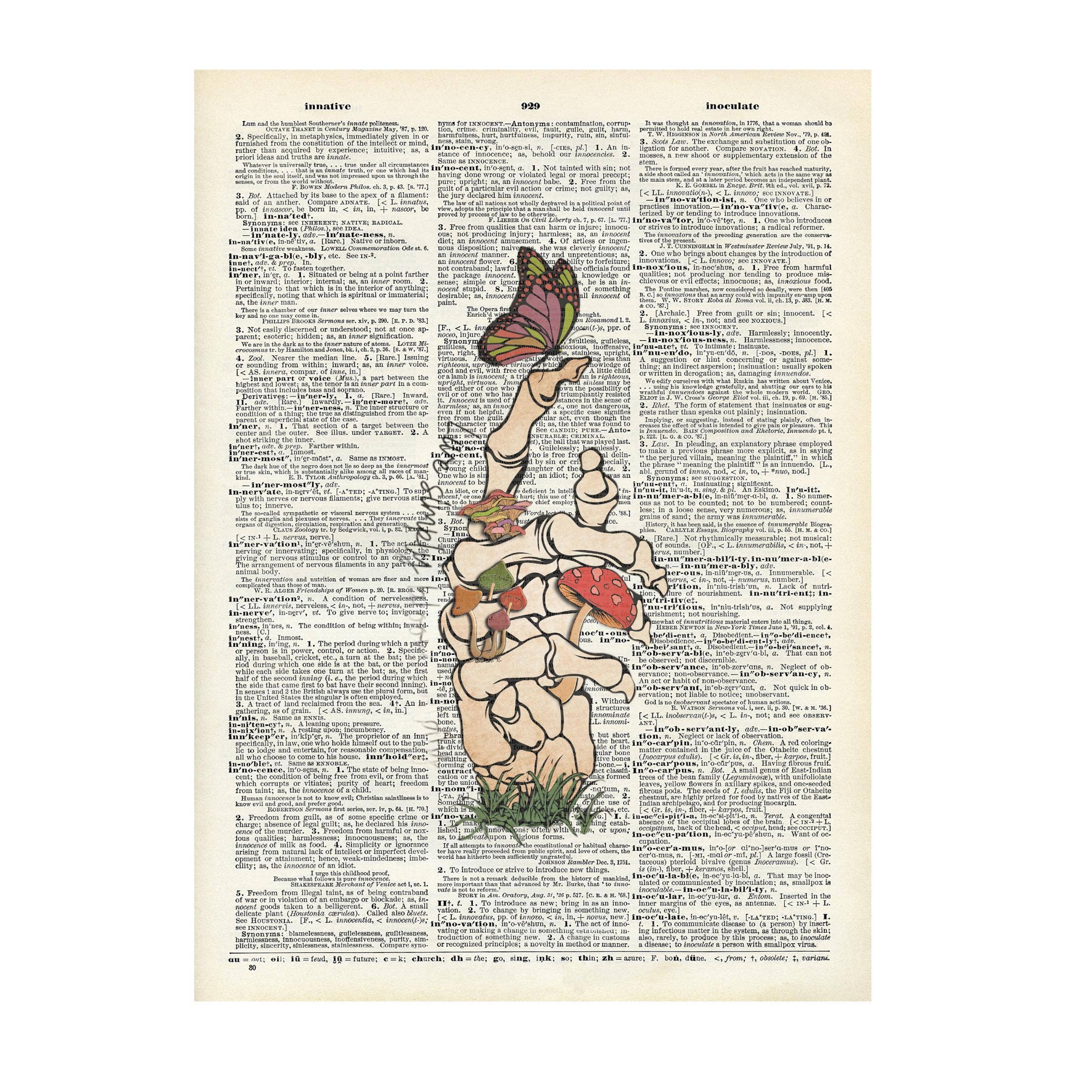 Crazilyhumbledesigns - Skeleton, 420 , art , Vintage, Dictionary Prints