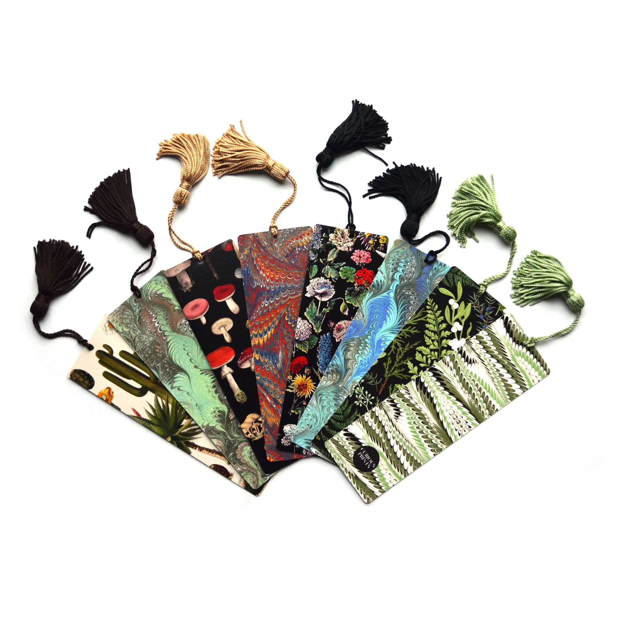 Curious Prints - Botanical Mushroom and Marbled Bookmark with Tassel - Image 5