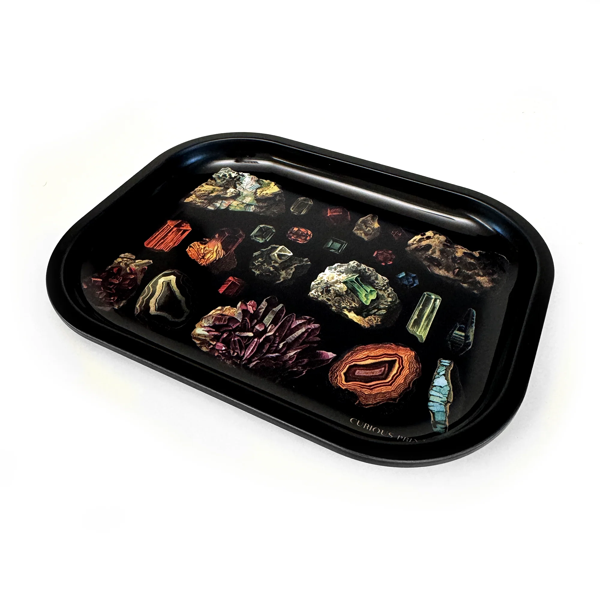 Curious Prints - Small Metal Dark Gemstones Crystals Catchall Tray / Vintage - Image 2