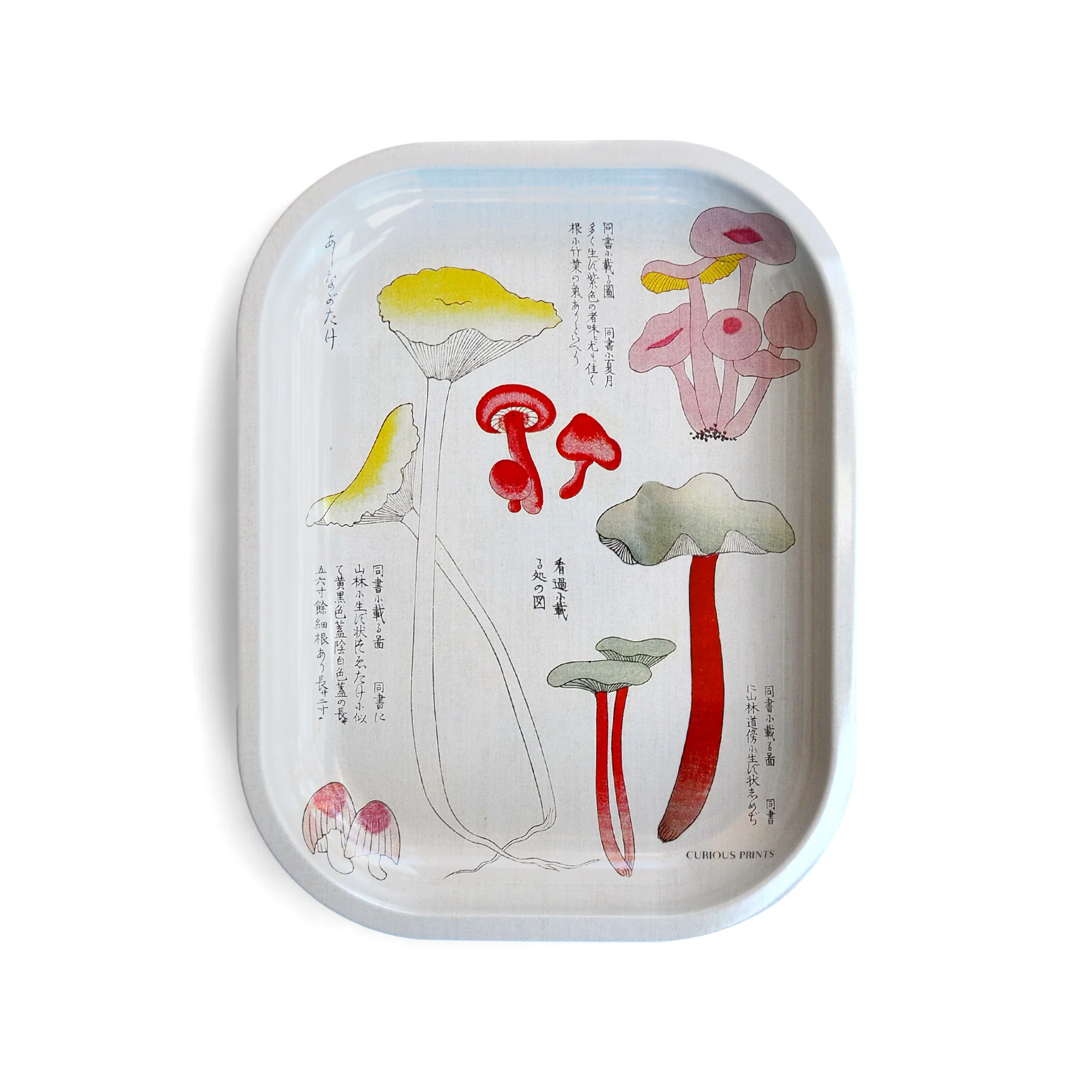 Curious Prints - Small Metal Japanese Mushroom Catchall Tray / Vintage Print