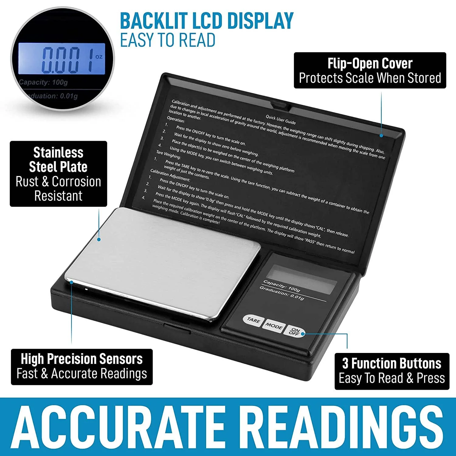 Zulay Kitchen - Digital Gram Scale Grams and Ounces (0.01g/100g) - Image 3