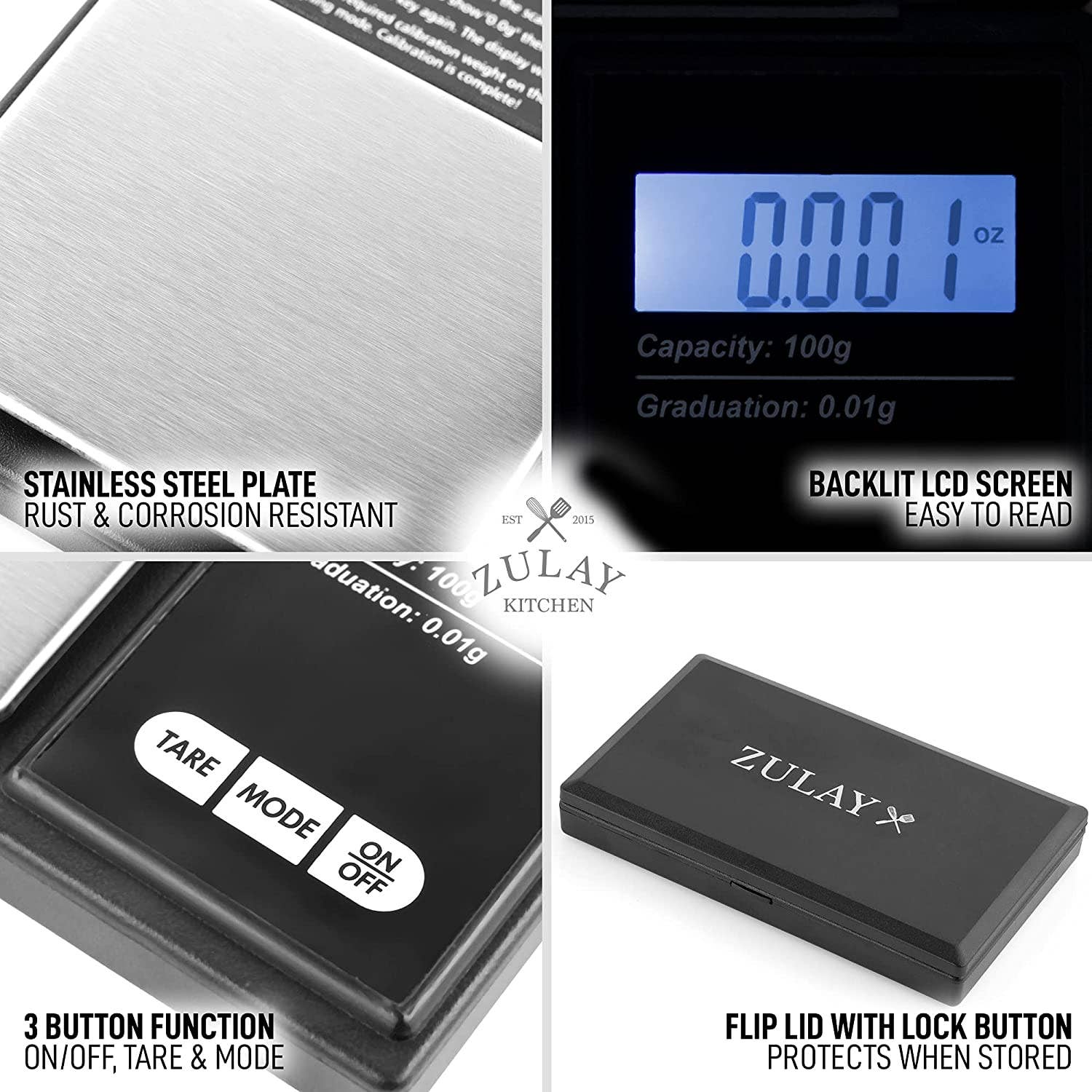 Zulay Kitchen - Digital Gram Scale Grams and Ounces (0.01g/100g) - Image 5