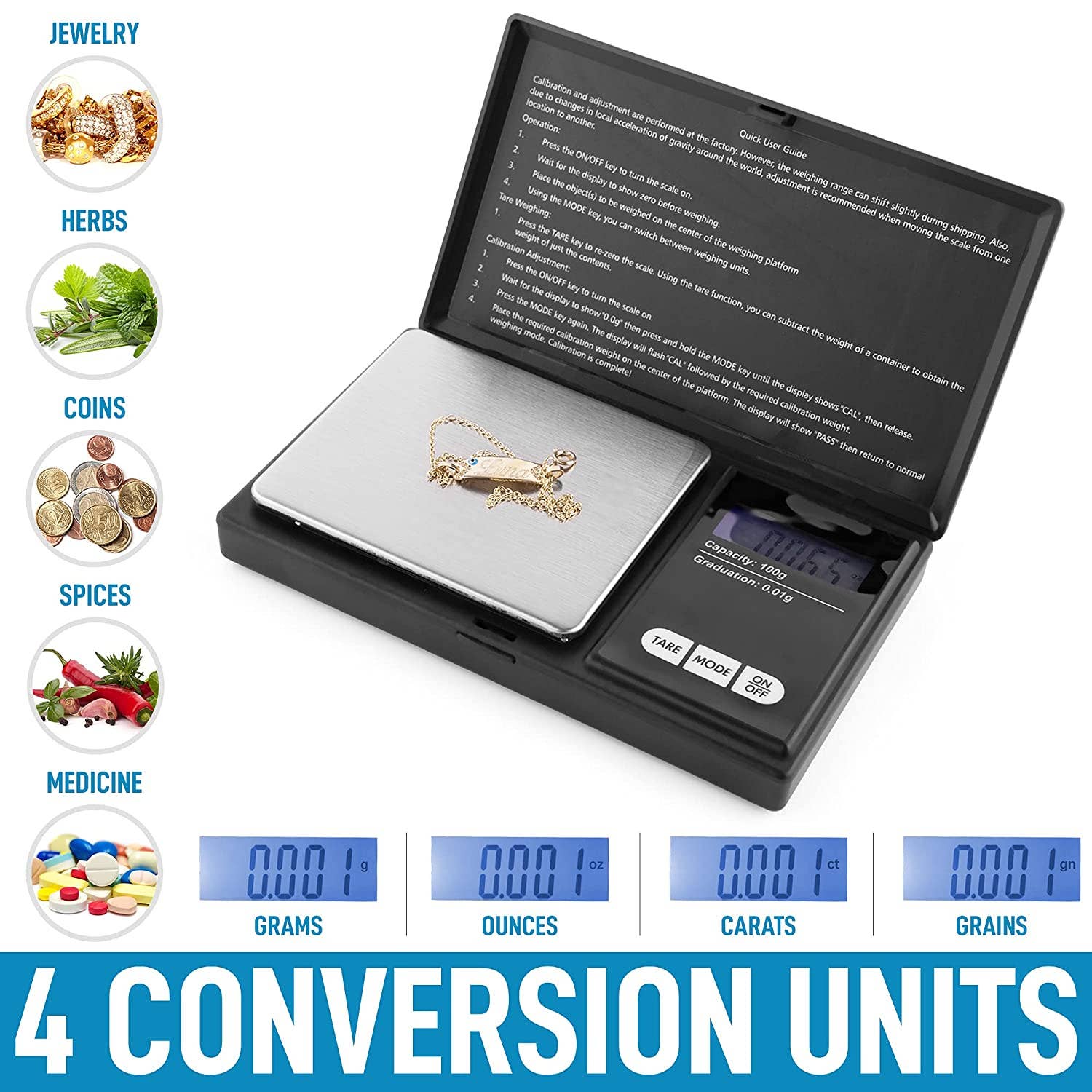 Zulay Kitchen - Digital Gram Scale Grams and Ounces (0.01g/100g) - Image 7