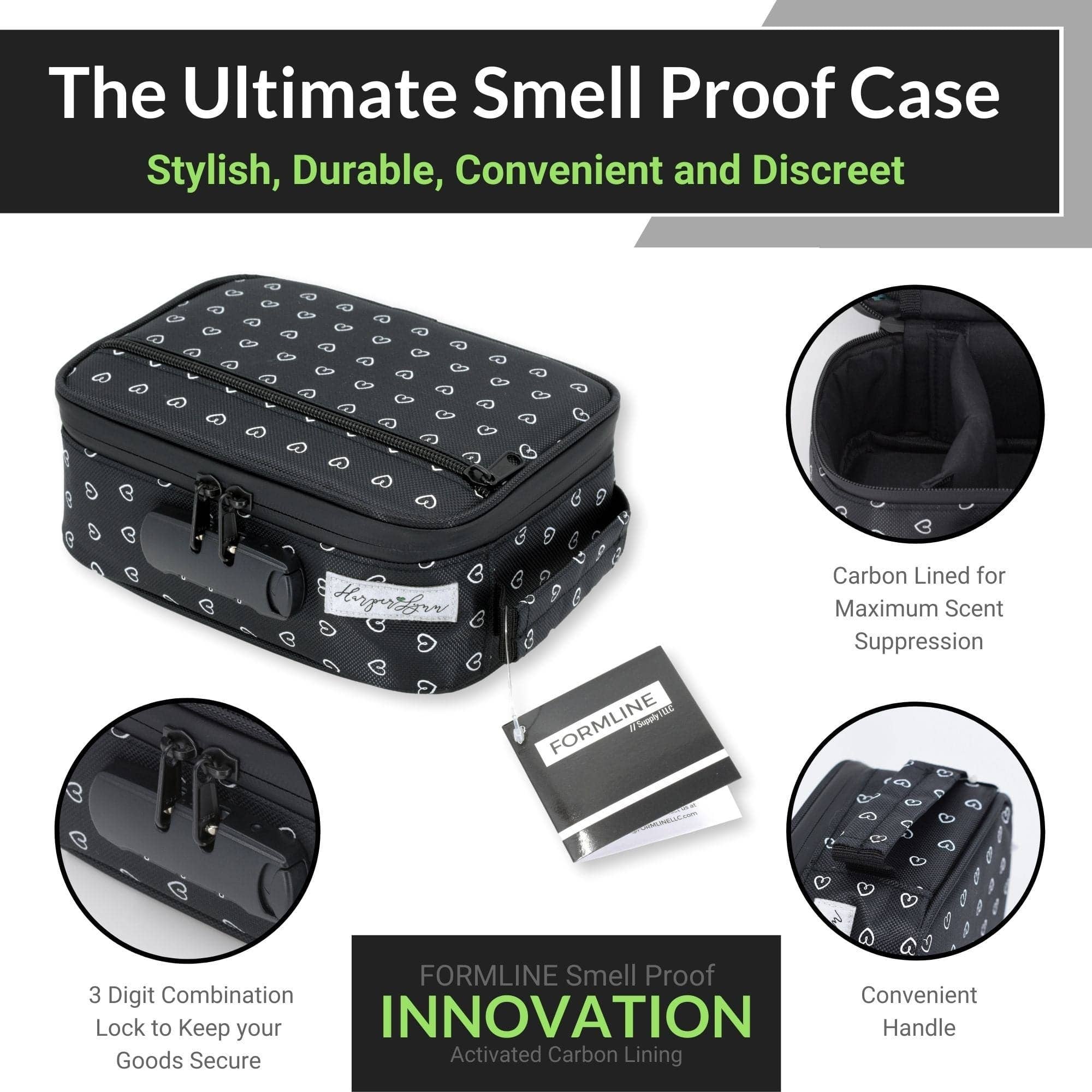 Formline x HarperLynn Smell Proof Bag / Case with Lock (Cute Heart Pattern Print) - Image 2