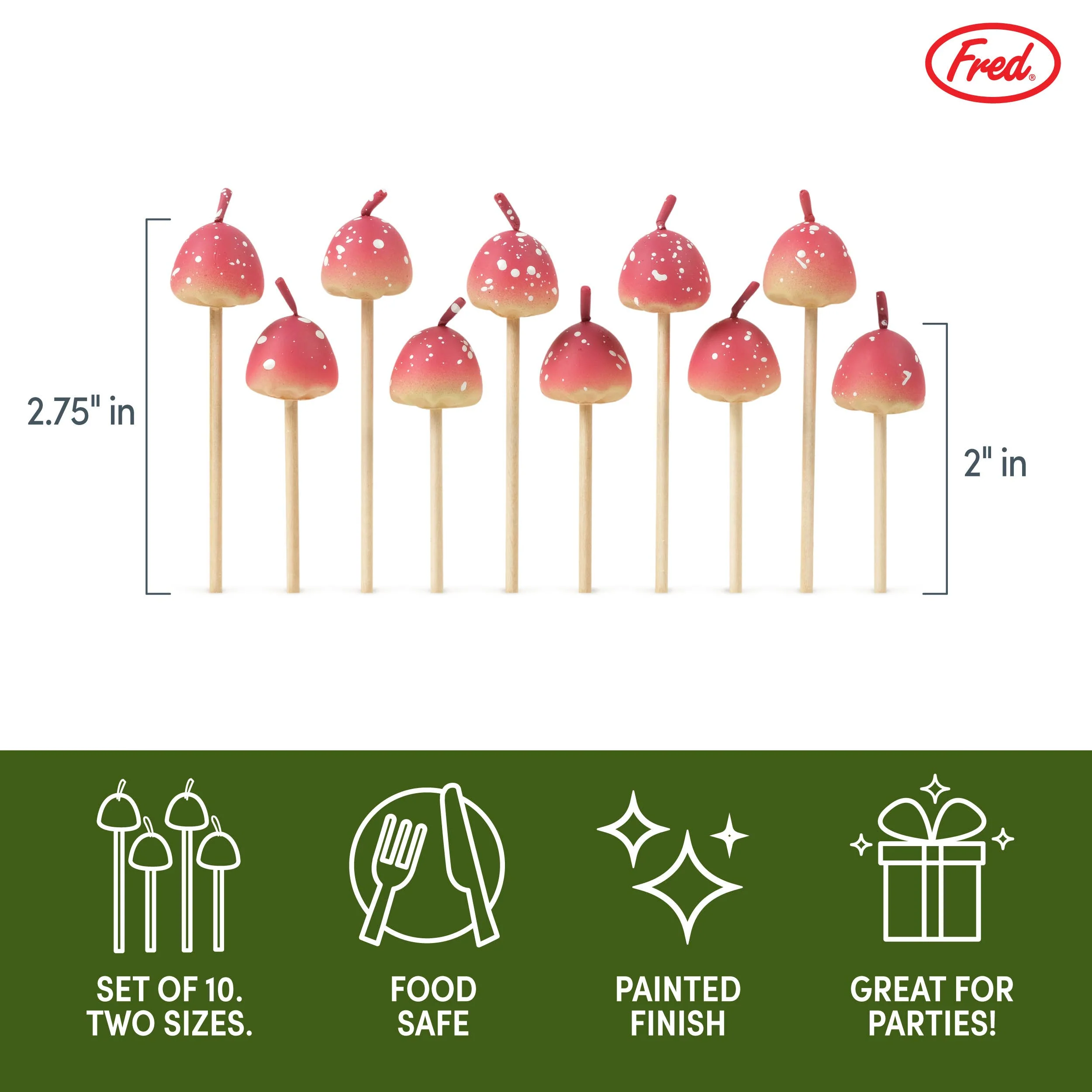 Fred & Friends - Woodland Wicks - Mushroom Birthday Candles - Set of 10 - Image 2