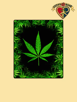 Green Pot Leaf Fleece Blanket