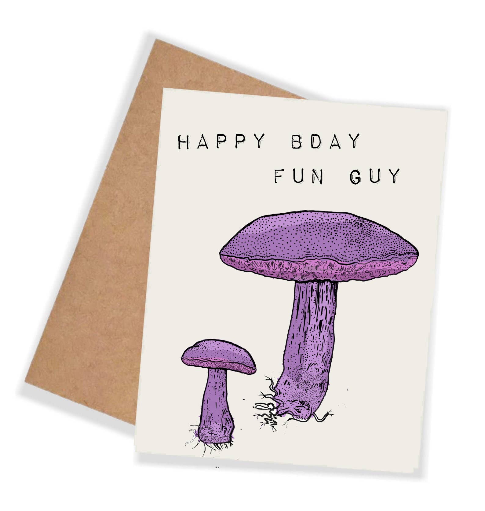 Happy Birthday Fun Guy Card Purple mushrooms mushroom cards
