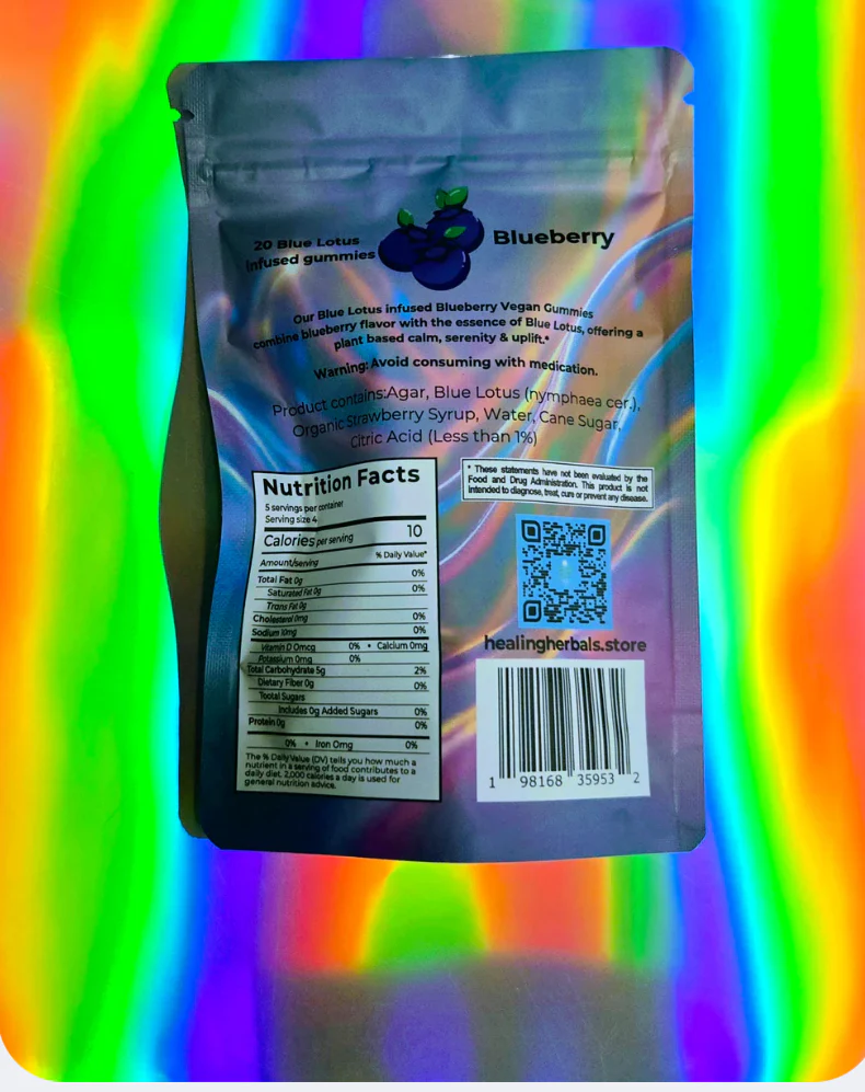 Healing Herbals - Blue berry Lotus, L-theanine & Gaba Gummies - Blueberry Flavor - Image 4
