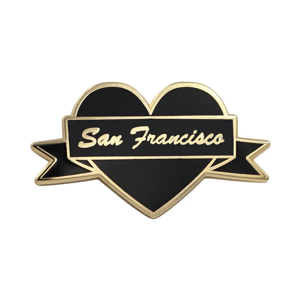 I Heart San Francisco " Black & Gold City Pin