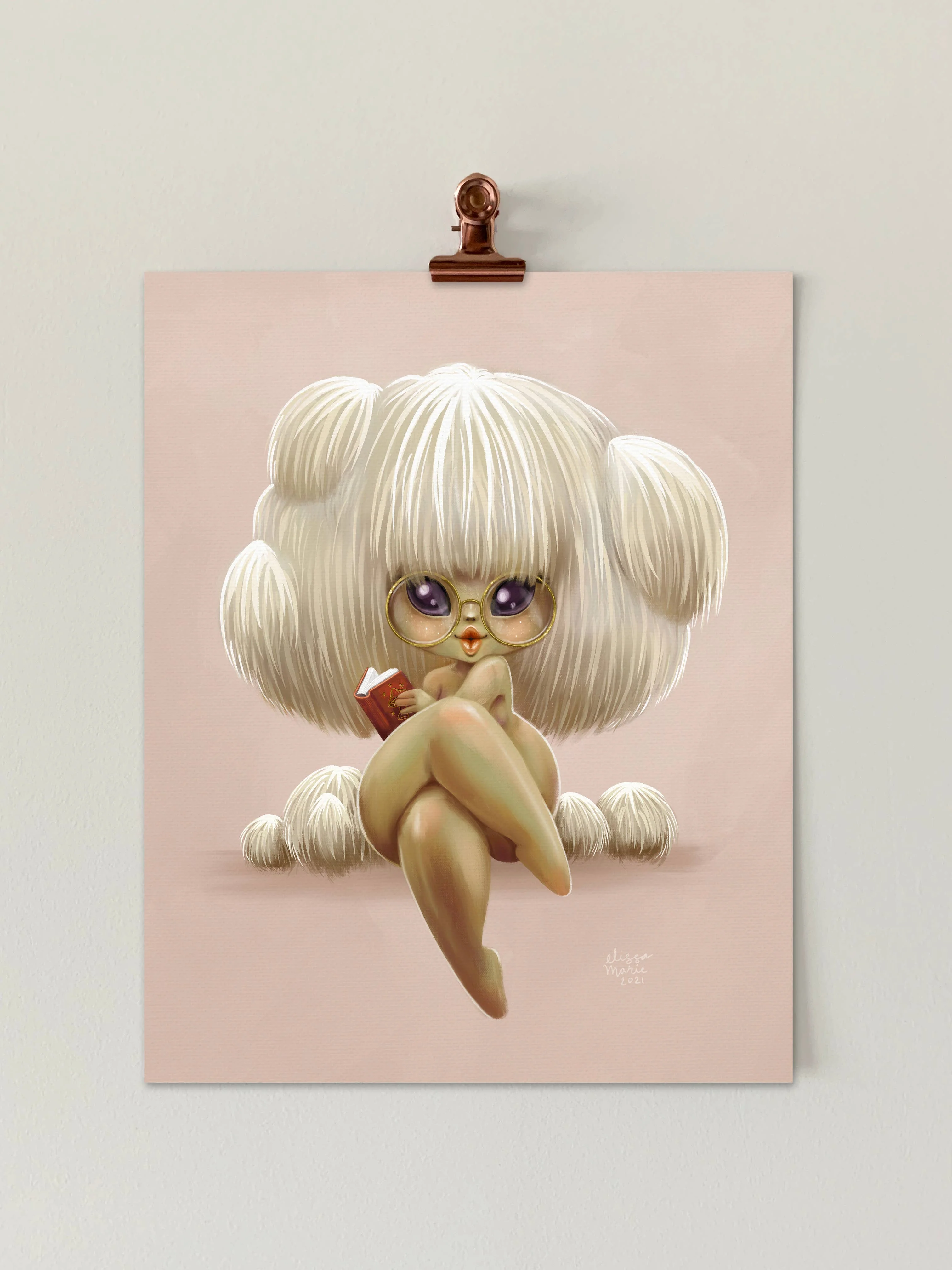Lion's Mane Shroomie 8x10 Art Print | mushroom | fantasy | book lover