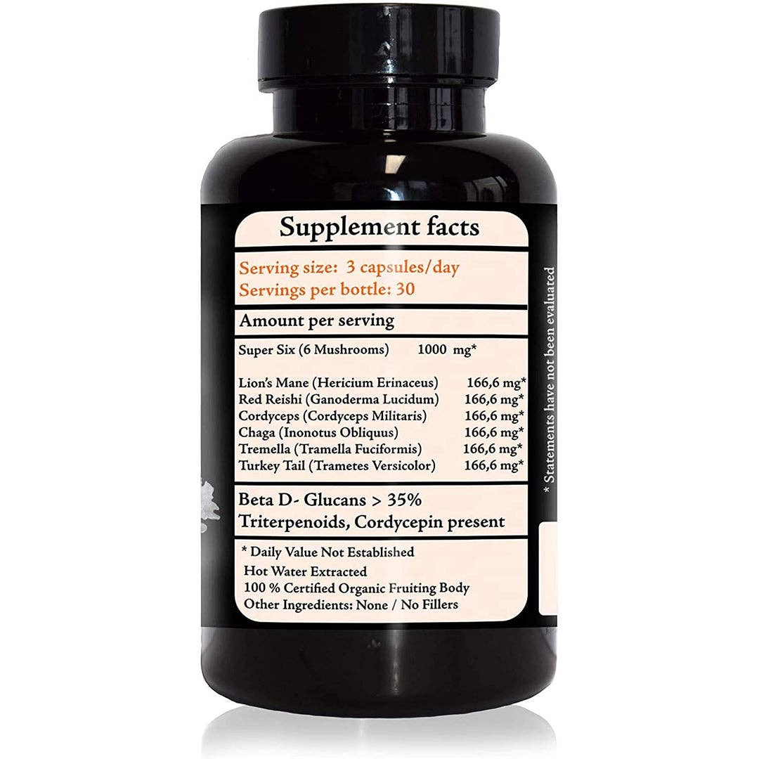 Longevity Botanicals - Organic Super Six Blend Mushroom Extract 90 Capsules - Image 3