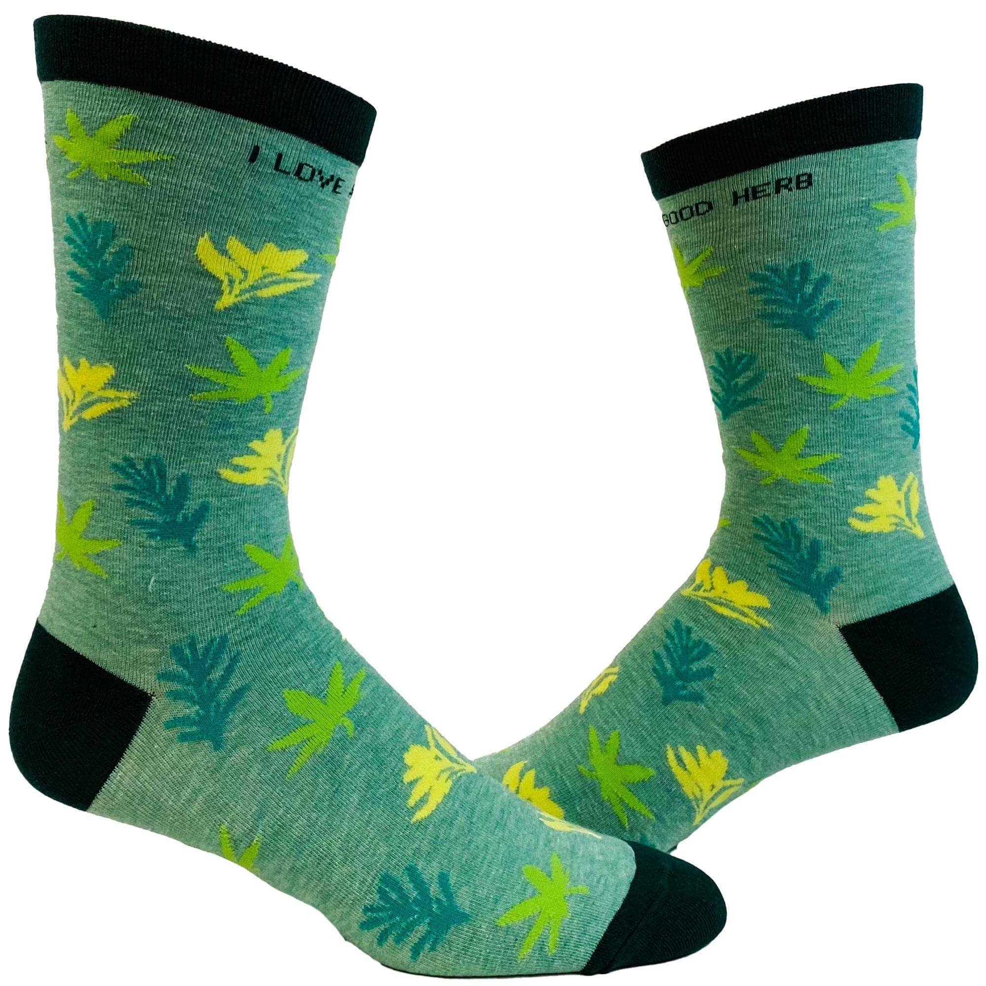 Men's I Love A Good Herb Socks Funny Weed Marijuana Sock