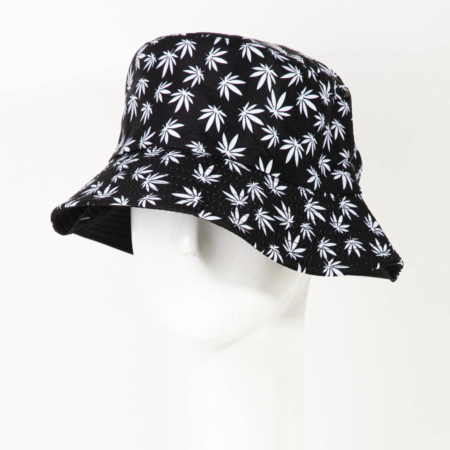 Mini Weed Leafs Print Bucket Hat