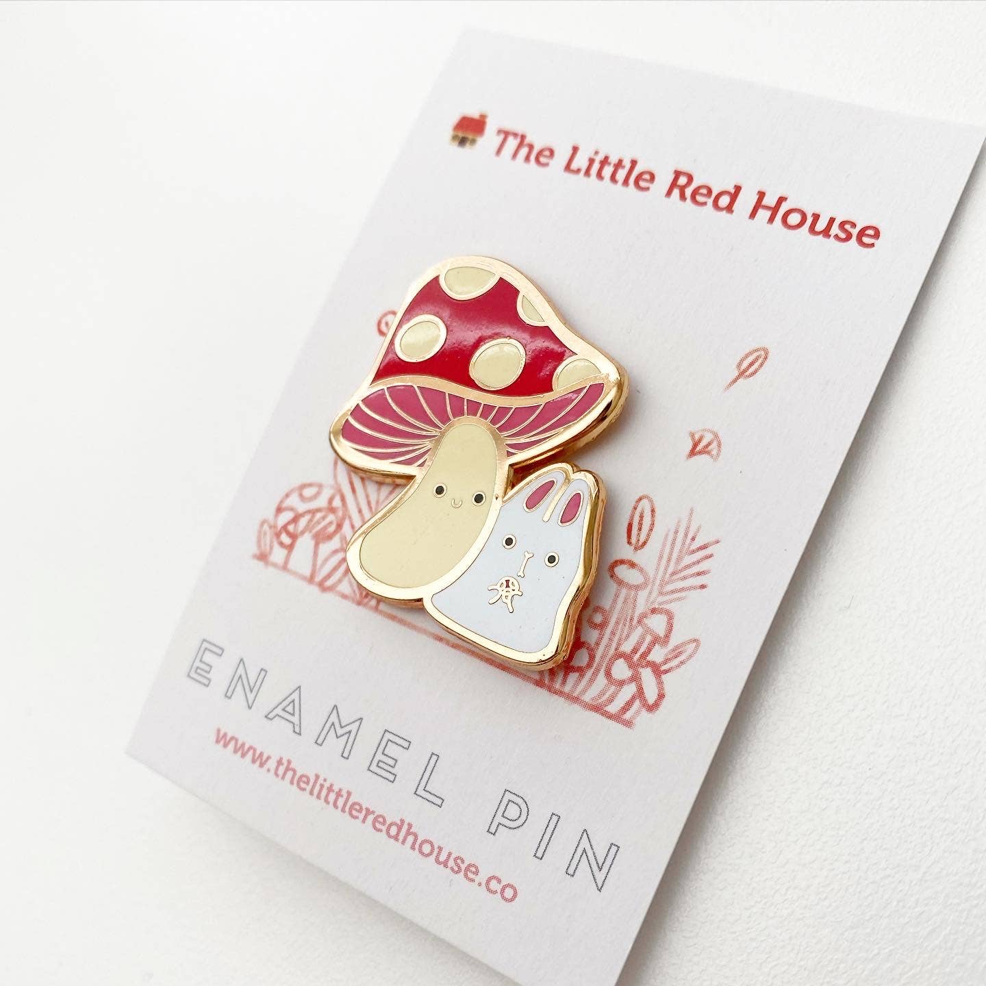 Mushroom and Bunny Enamel Pin