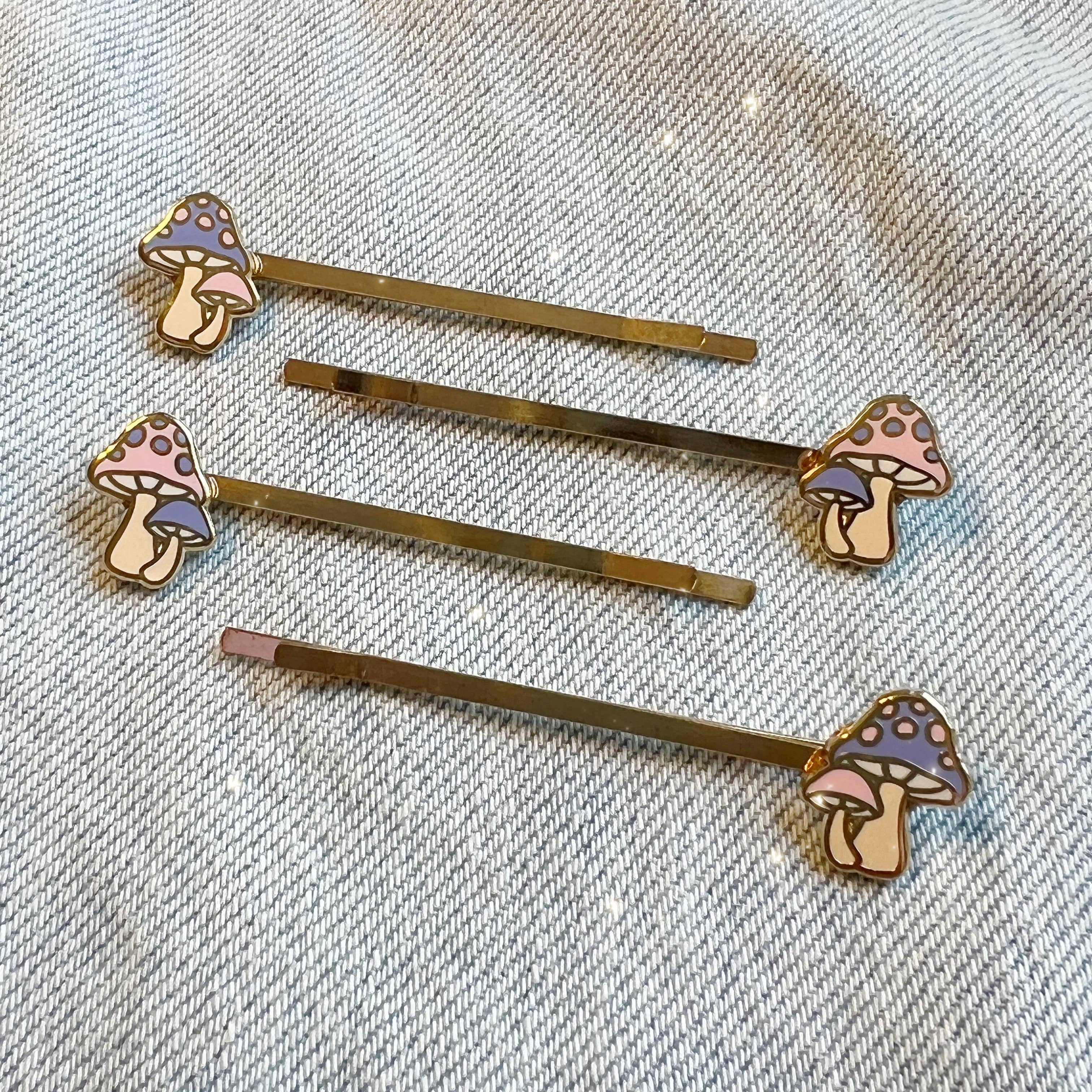 Mushroom Bobby Pin S/4 - Pastel