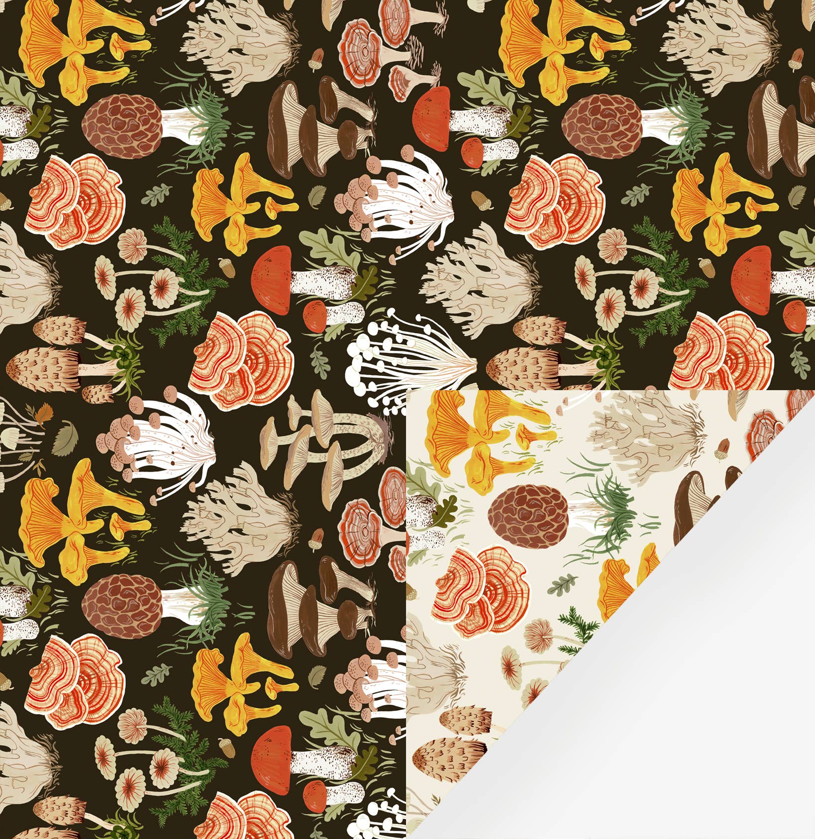 MUSHROOMS | Double Sided Poster/Wrapping Paper - single sheet