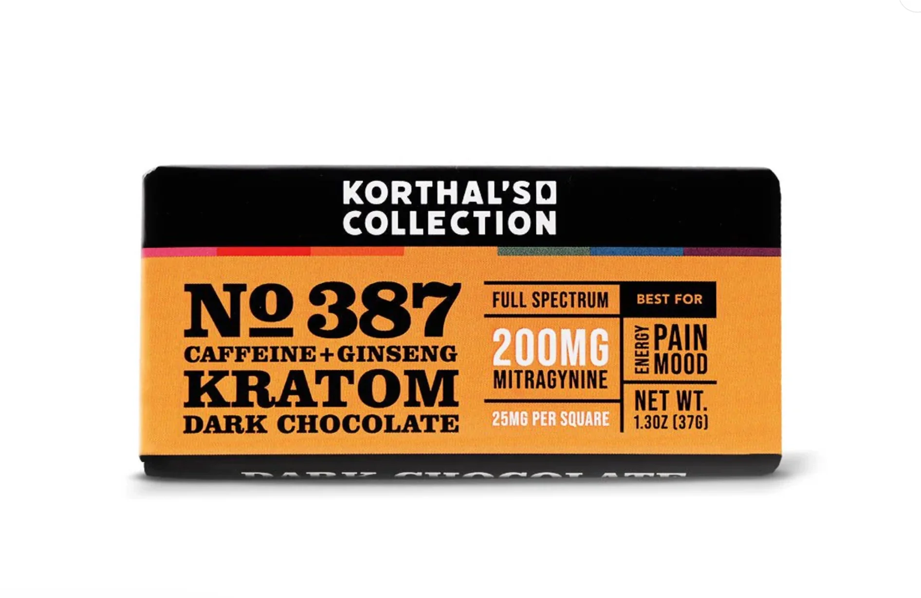 No 387 Caffeine + Ginseng Kratom Chocolate Bar Korthals Collection