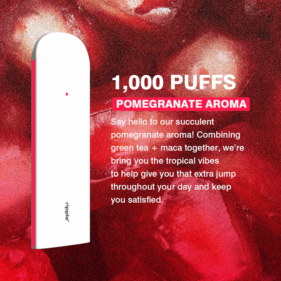 Ripple+ Boost - Pomegranate Zero Nicotine Diffuser- 1,000 Puffs: 40g - Image 2