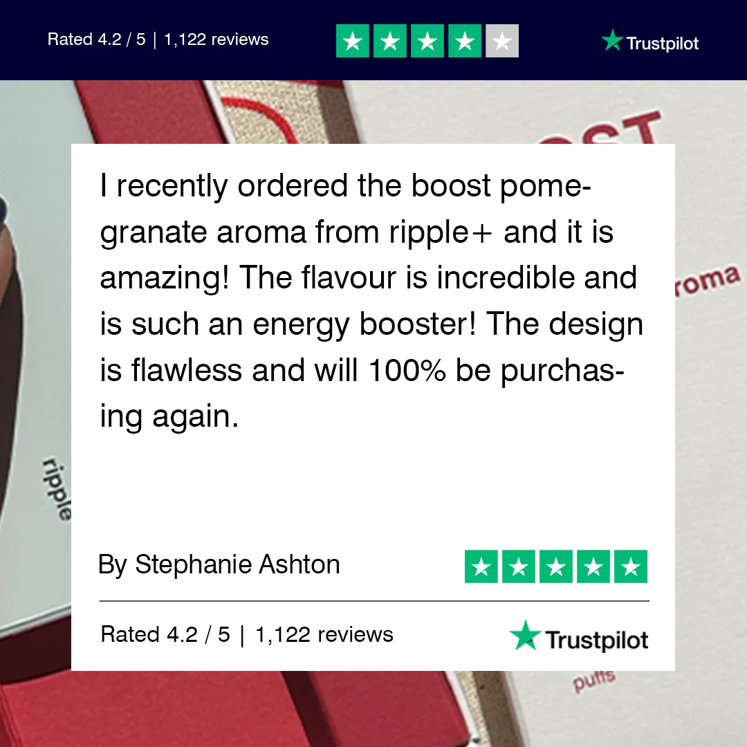 Ripple+ Boost - Pomegranate Zero Nicotine Diffuser- 1,000 Puffs: 40g - Image 6
