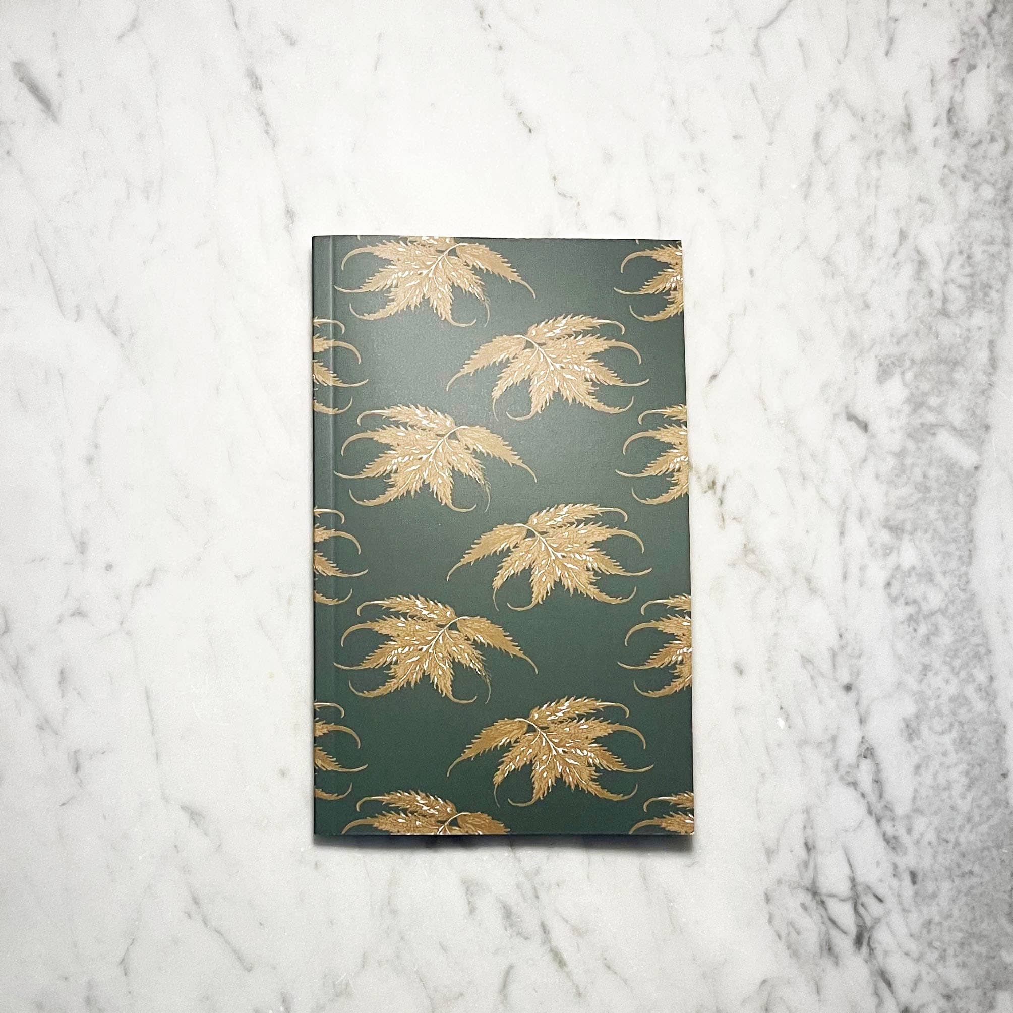Set And Setting Stationery - Leaf Ledger Pocket-Sized Notebook (Emerald and Gold) - Image 5