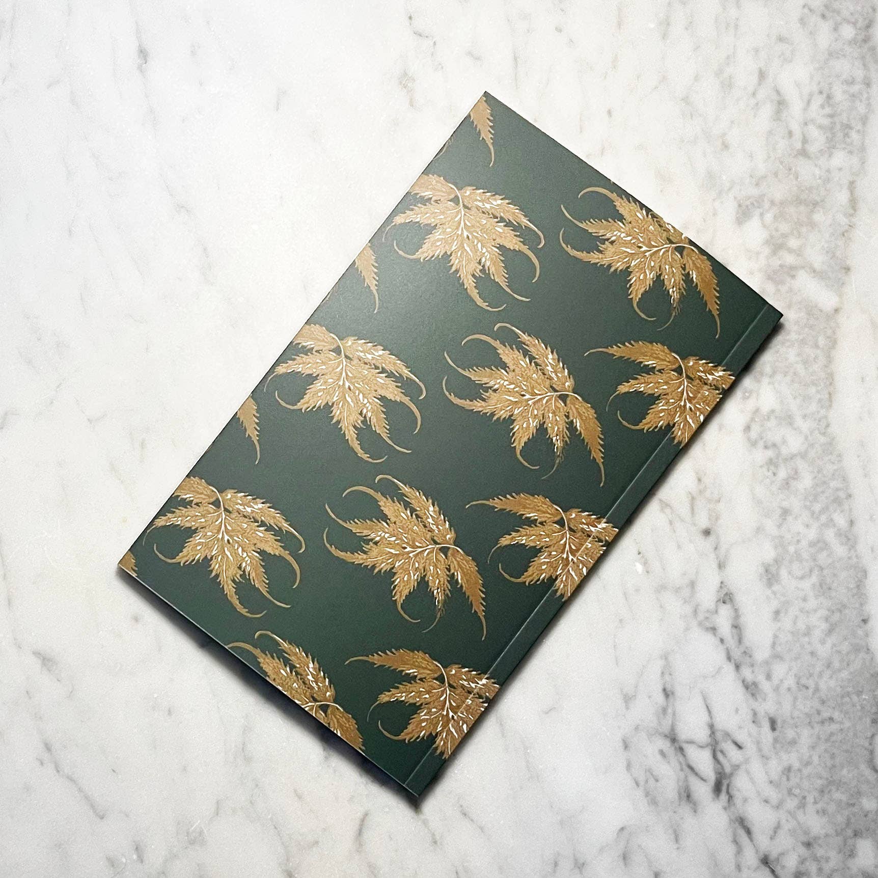 Set And Setting Stationery - Leaf Ledger Pocket-Sized Notebook (Emerald and Gold) - Image 6