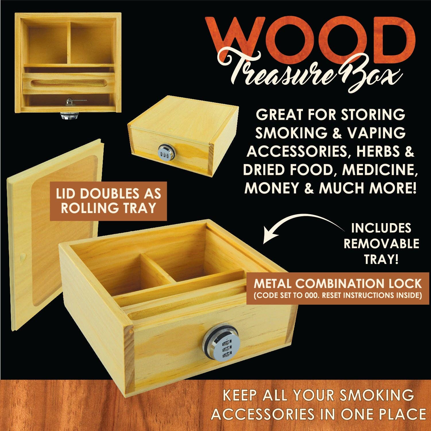 SMOKEZILLA LARGE WOOD TREASURE BOX - Image 4