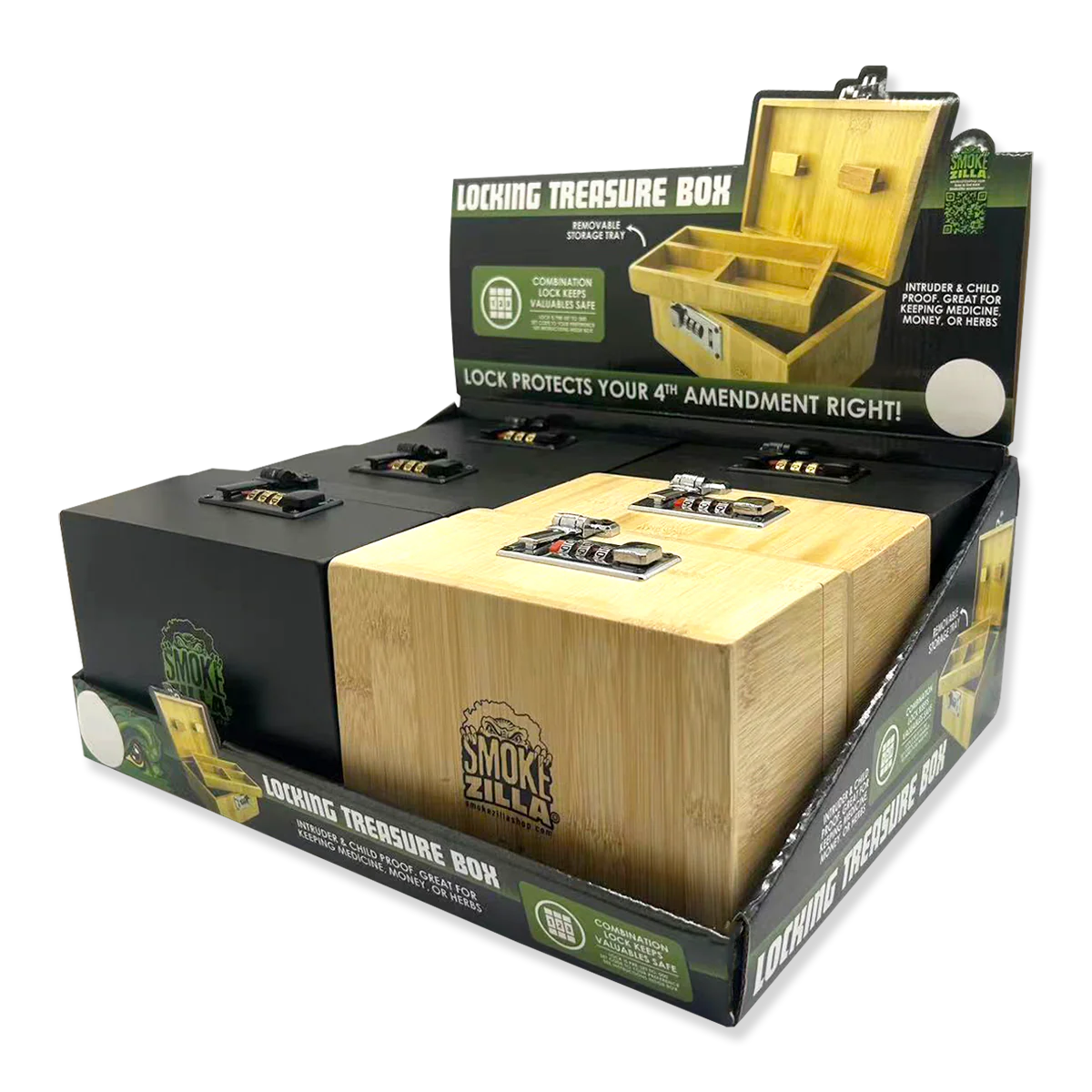 SMOKEZILLA LOCKING WOOD TREASURE BOX