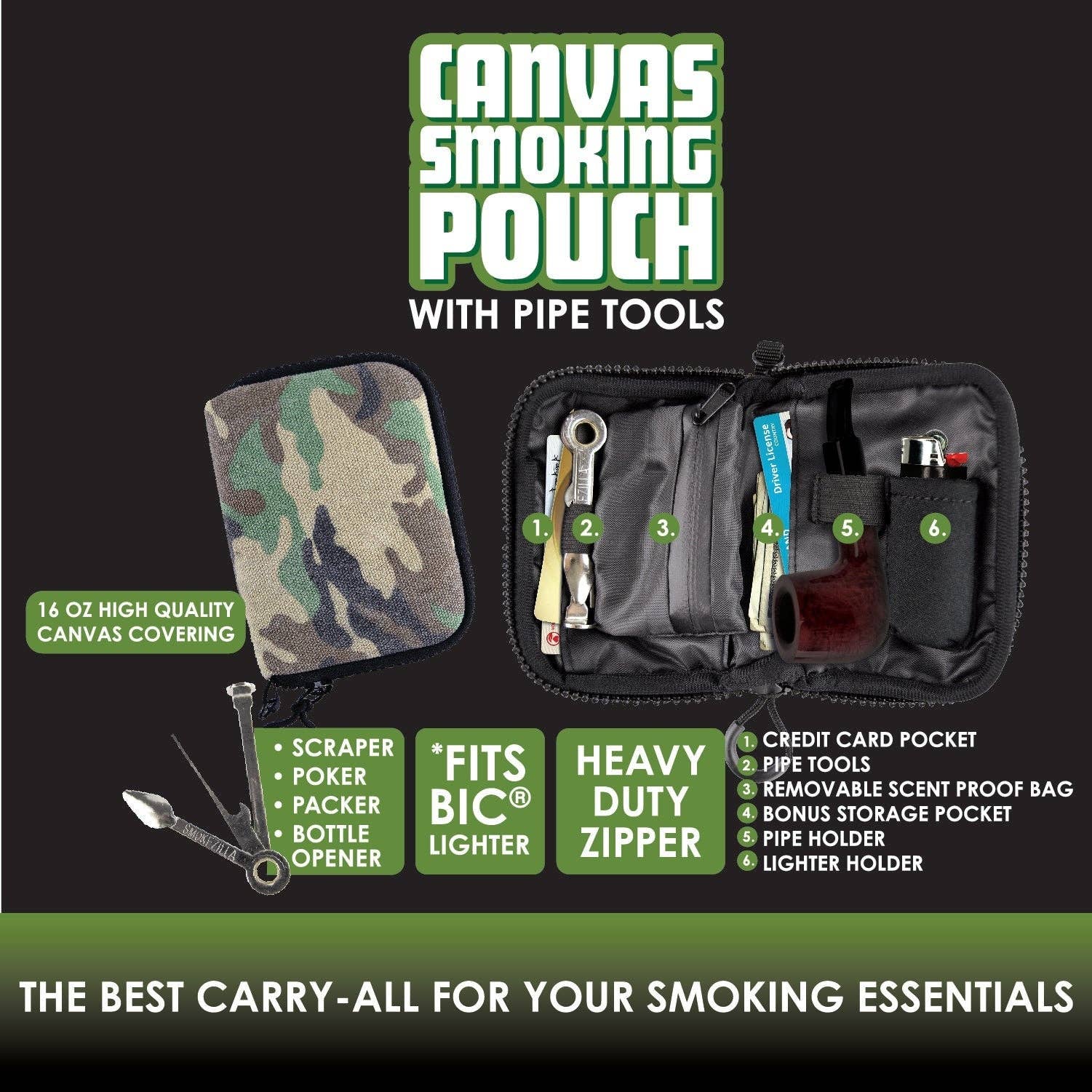 SMOKEZILLA STASH ZIP UP SMOKING BAG - Image 2