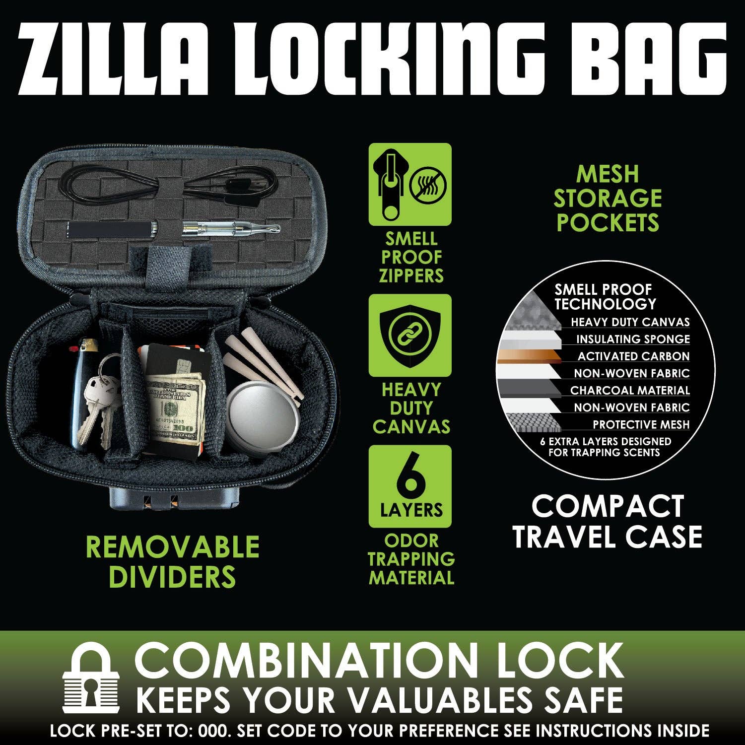 SMOKEZILLA THIN LOCKING SMELLPROOF STORAGE BAG - Image 6