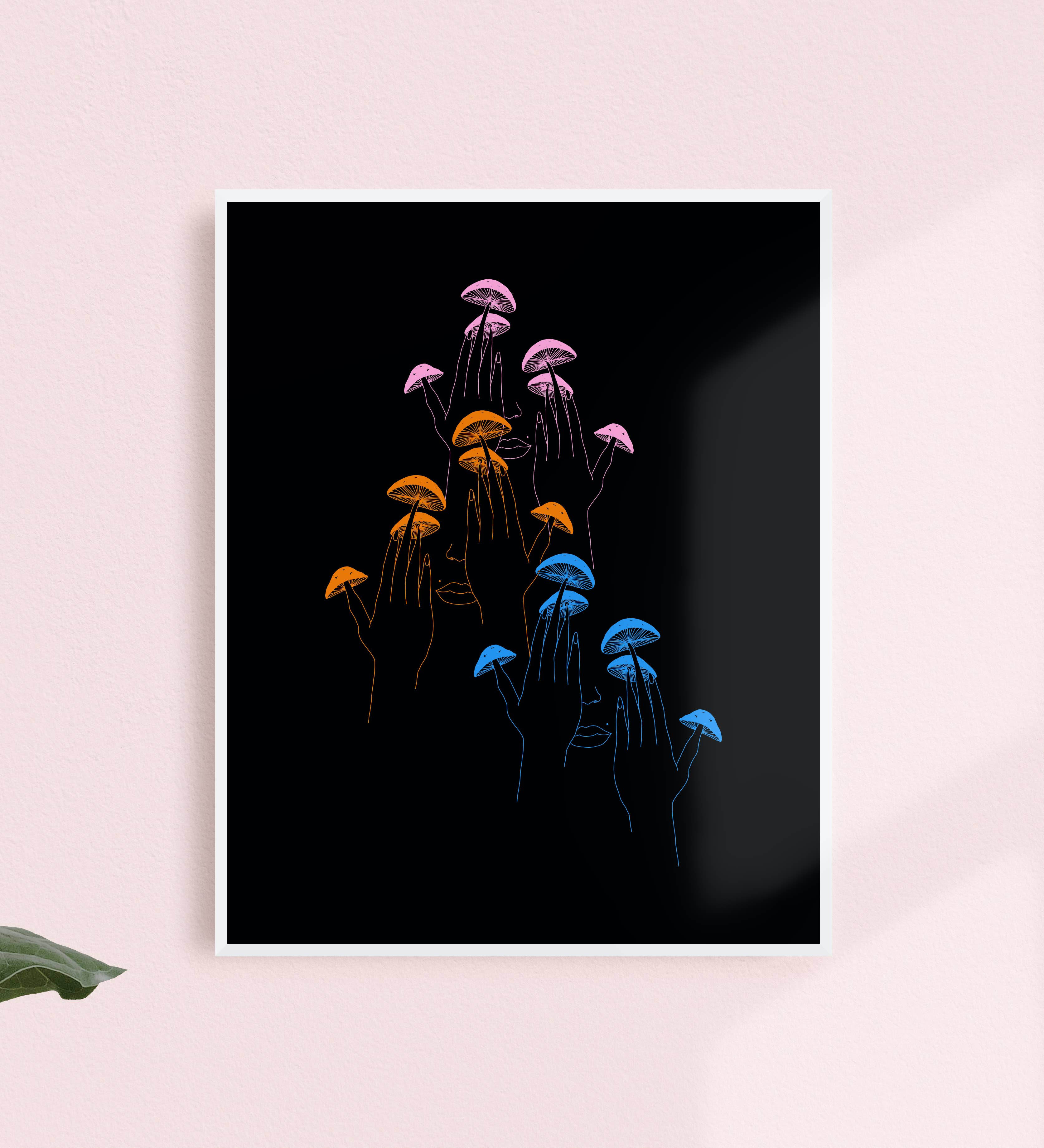 Triple Mushroom Woman Art Print