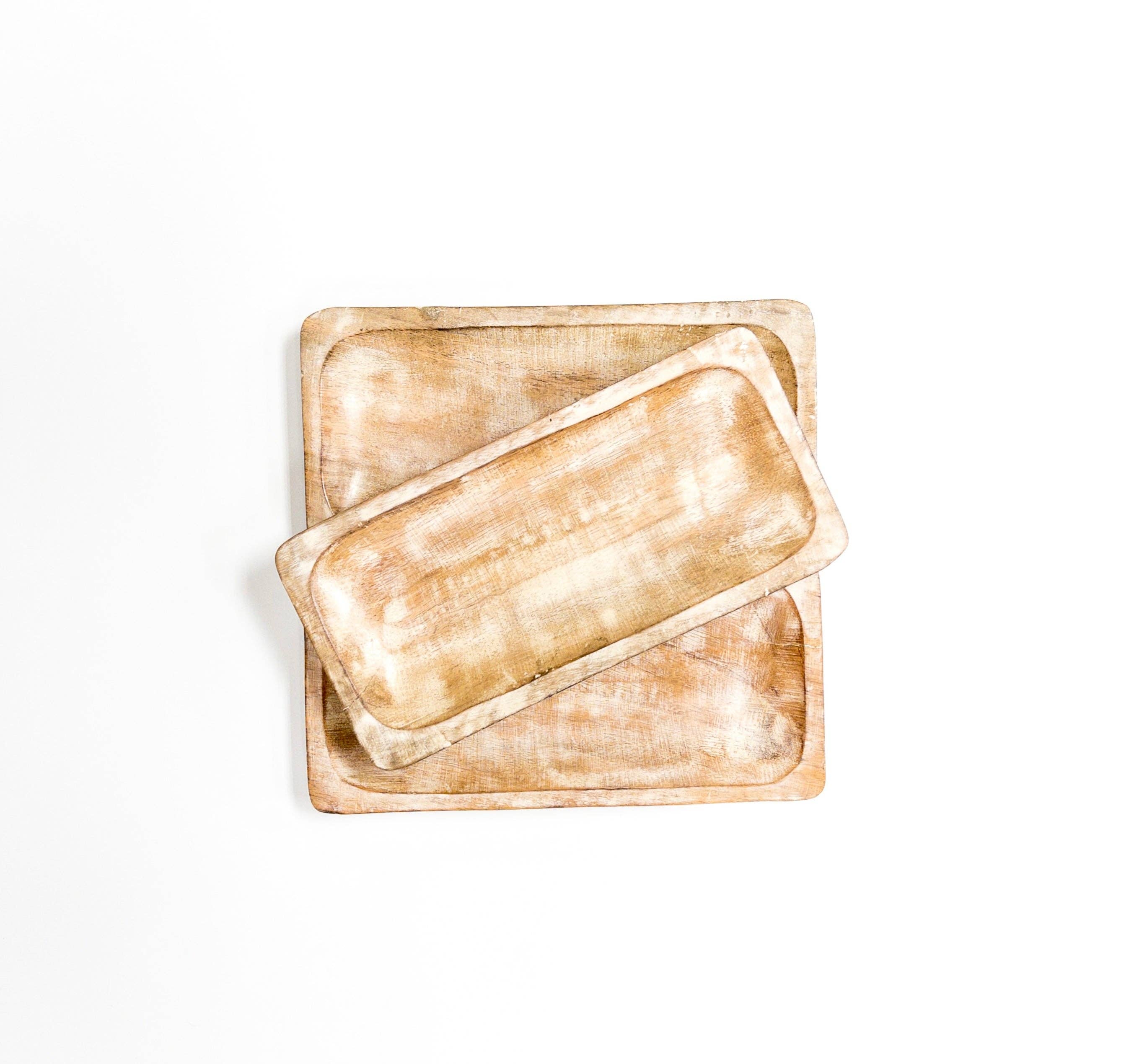 White Wash Mango Wood Rectangle Tray