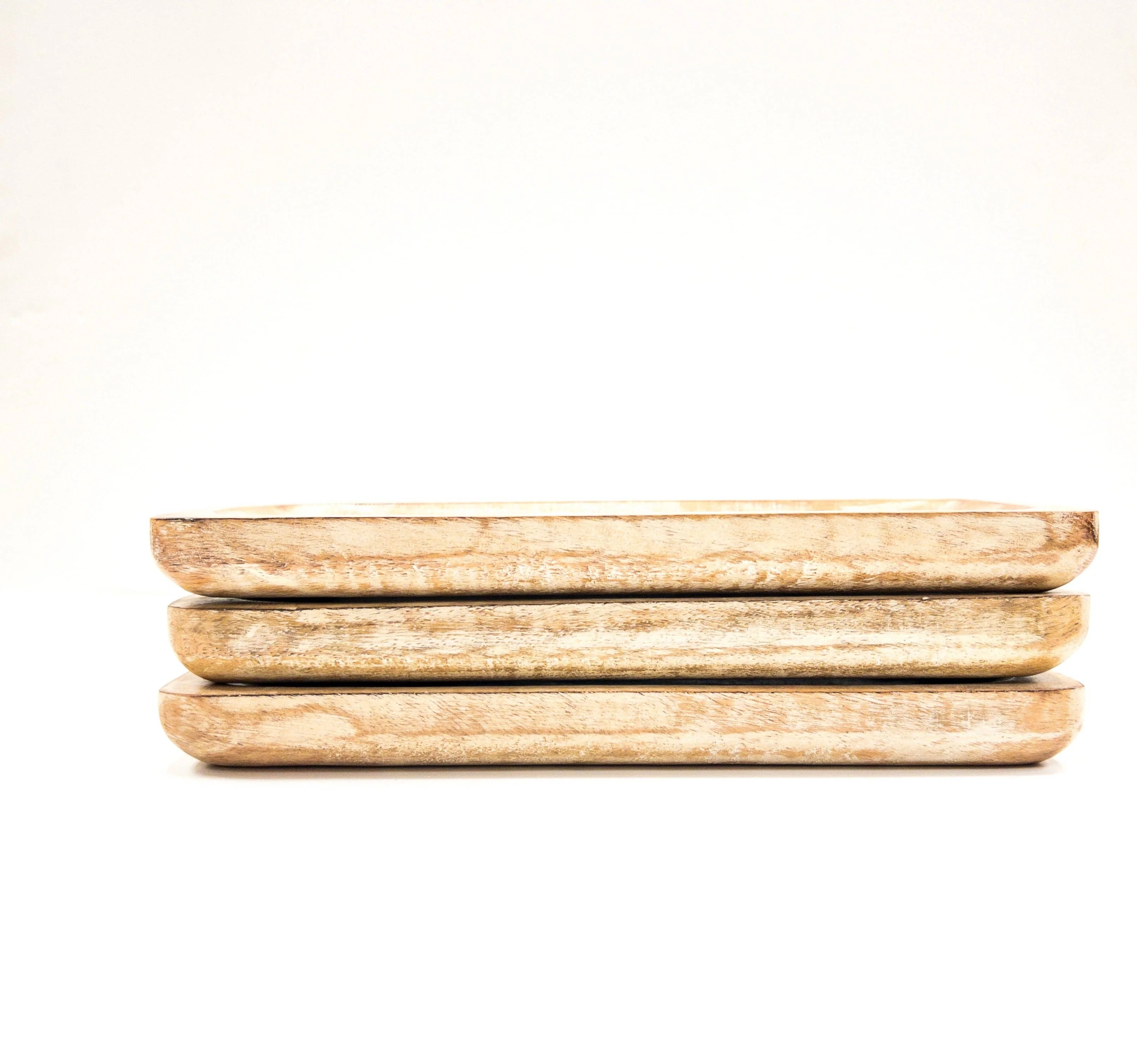 White Wash Mango Wood Rectangle Tray - Image 2