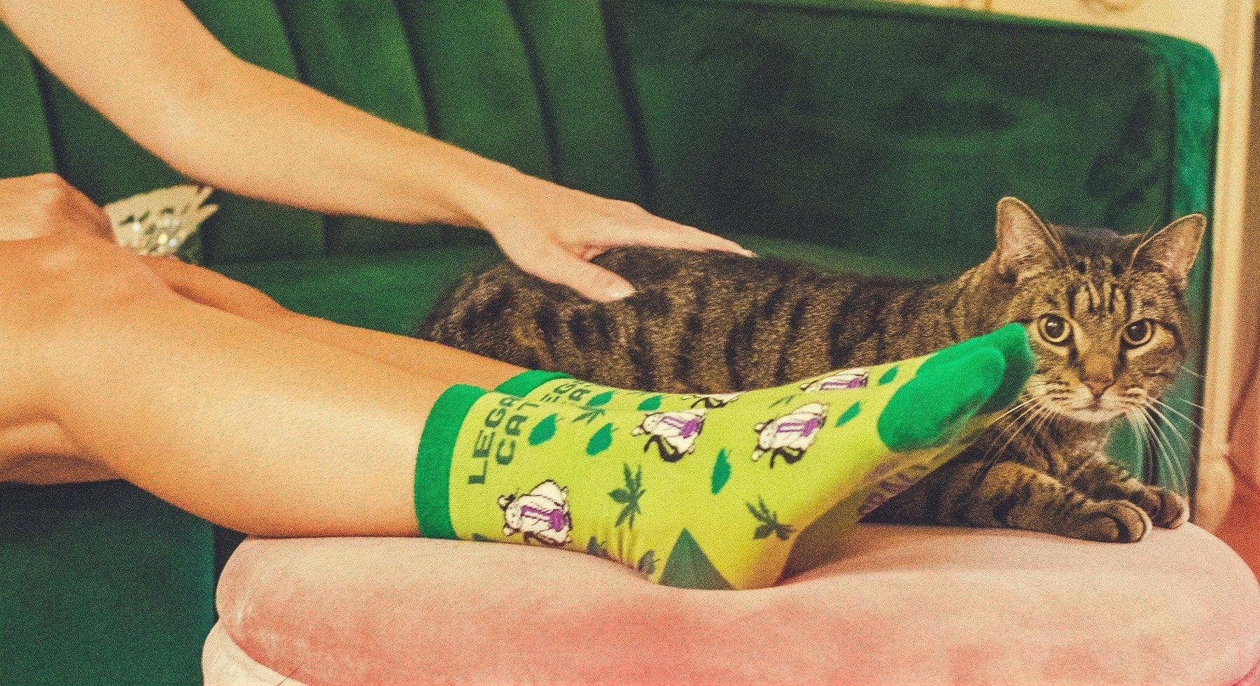 Womens Legalize Catnip Socks Funny Weed Smoke Pot CBD Joke