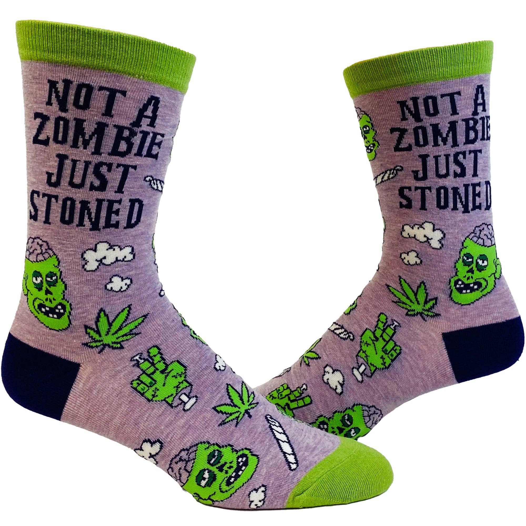 Women's Not A Zombie Just Stoned Socks Weed Marijuana CBD