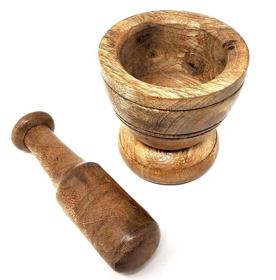 Wooden Mortar & Pestle 3.75"H x 3.5"W - Image 2