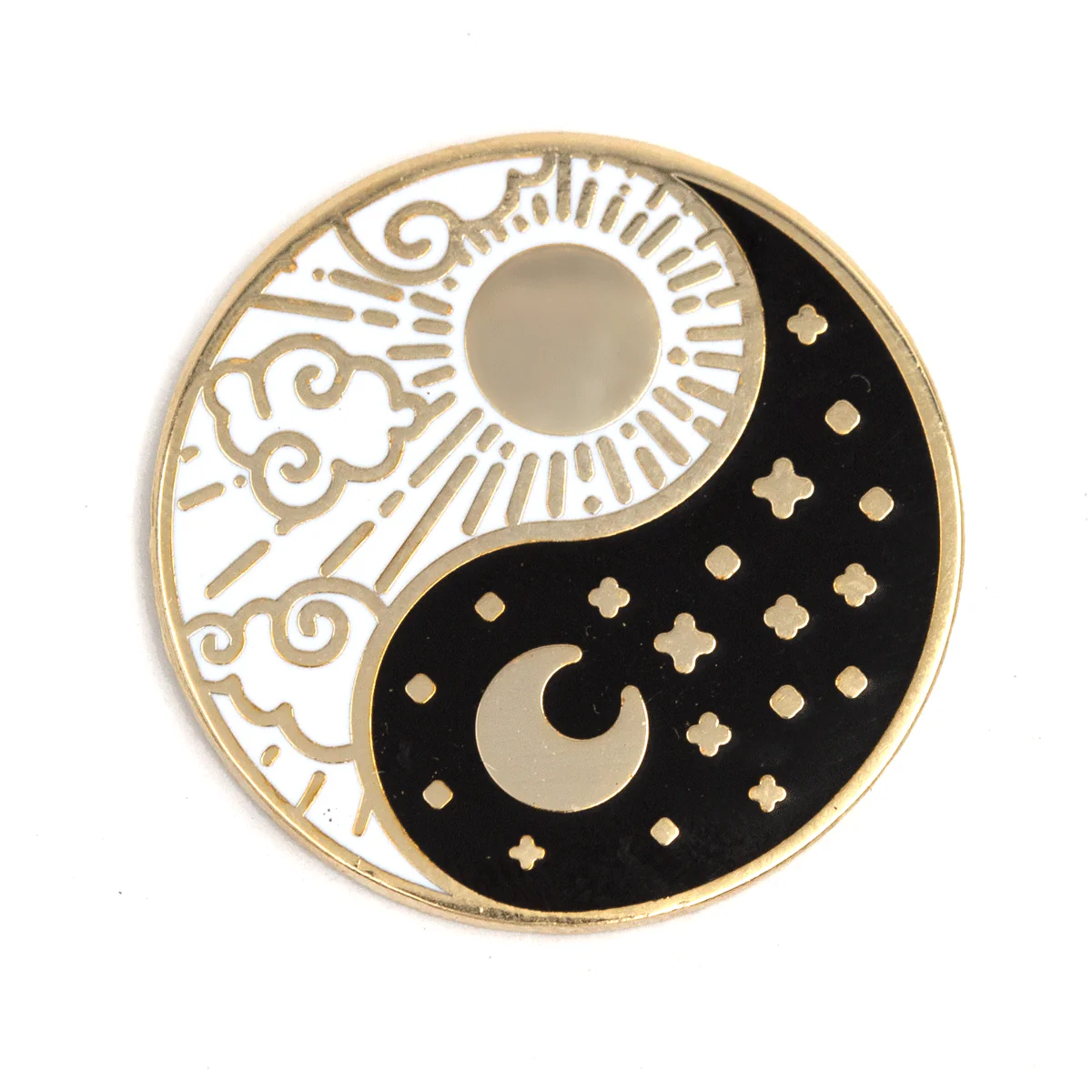 Yin Yang Sun and Moon Heart Enamel Pin